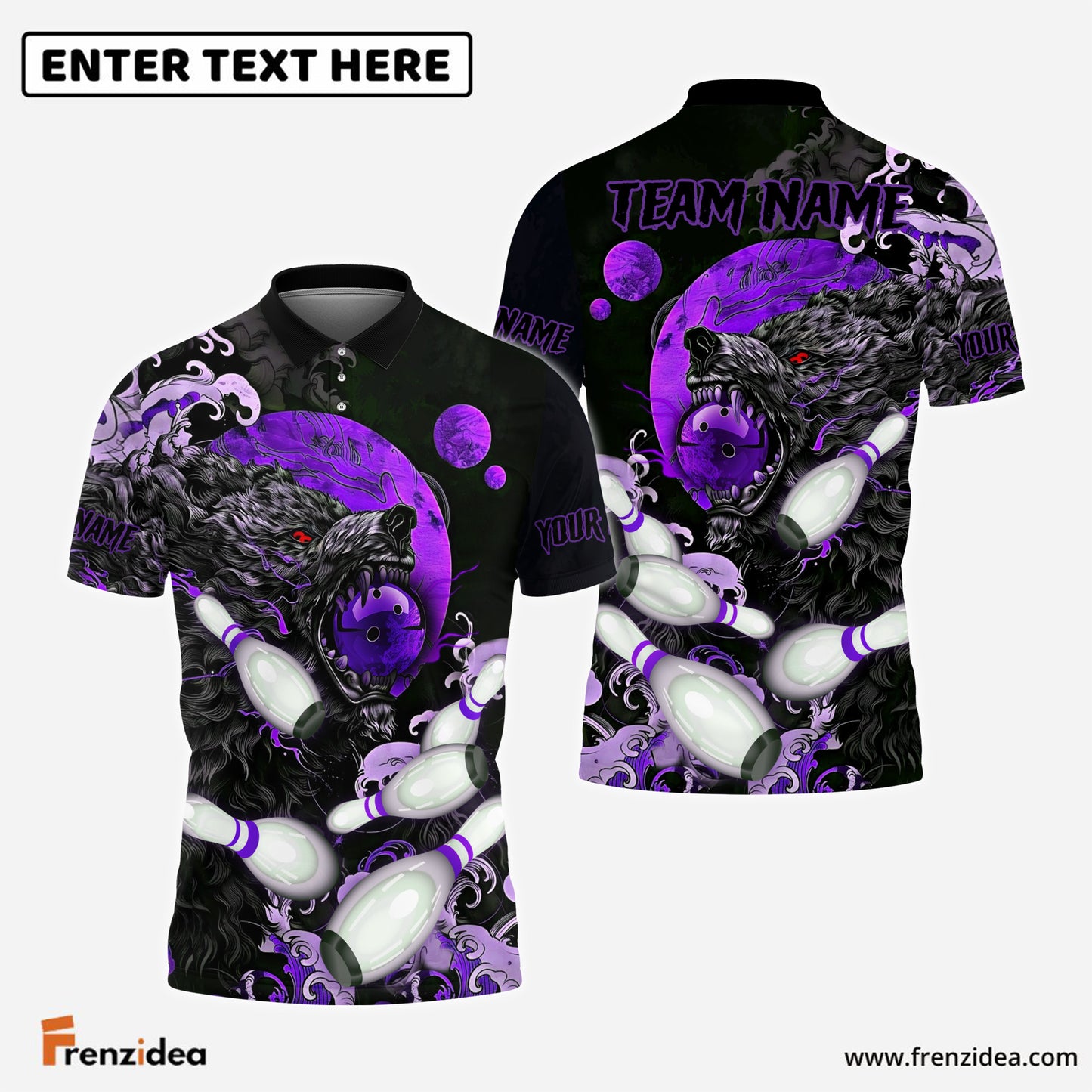 Frenzidea Bowling And Pins Monster Moon Personalized Name, Team Name 3D Shirt (4 Colors)