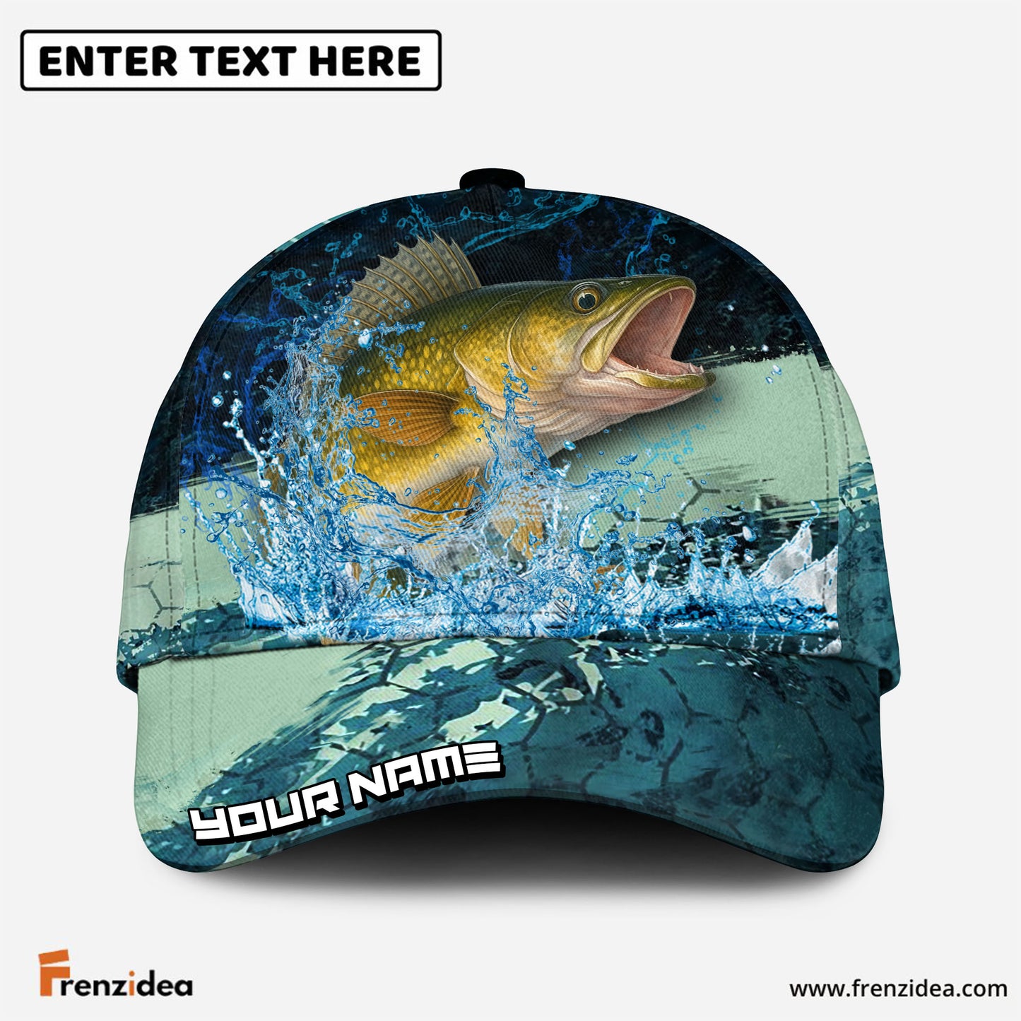 Frenzidea Walleye Fishing Aqua Strike Personalized Cap