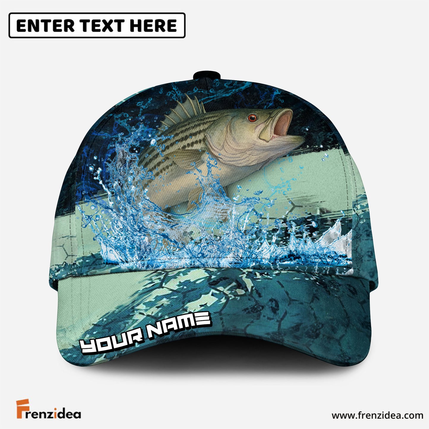 Frenzidea Striped Bass Fishing Aqua Strike Personalized Cap