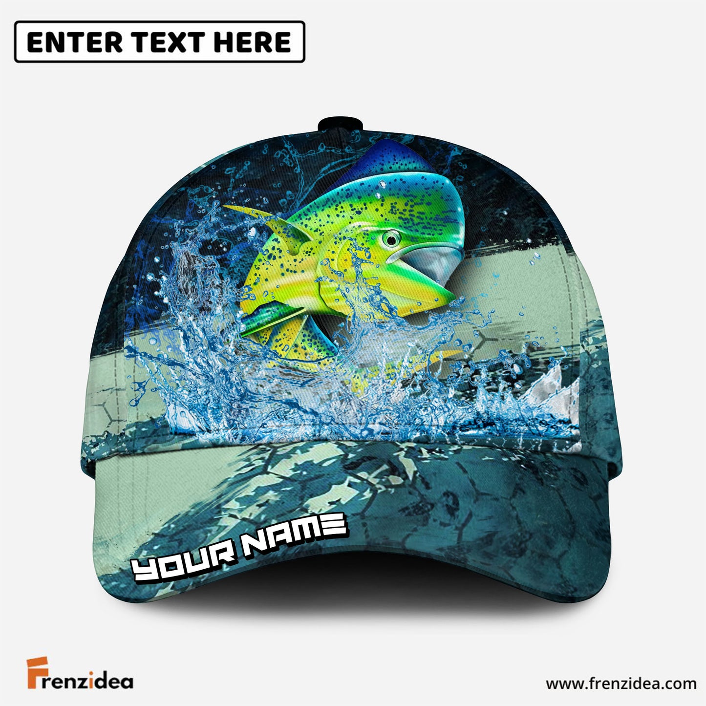 Frenzidea Mahimahi Fishing Aqua Strike Personalized Cap
