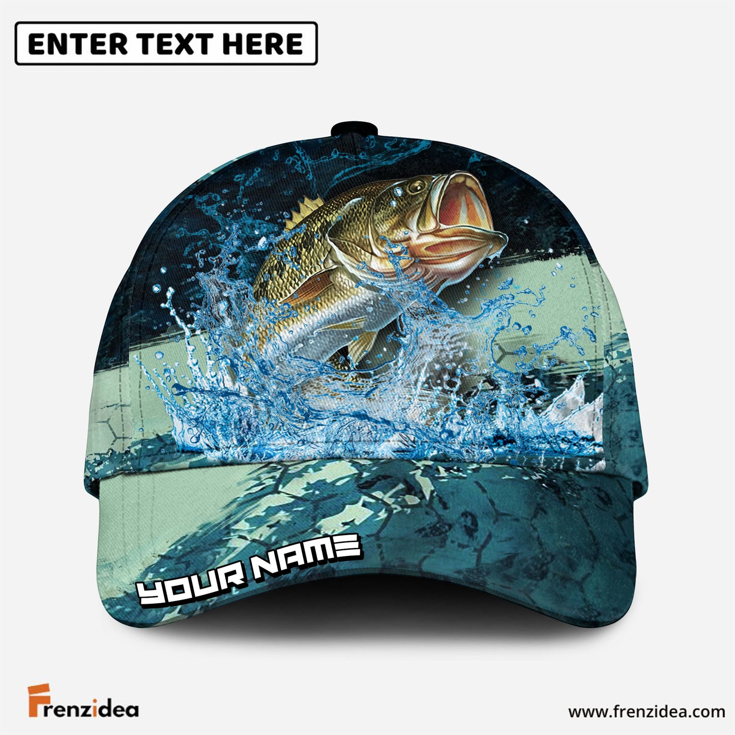 Frenzidea Bass Fishing Aqua Strike Personalized Cap