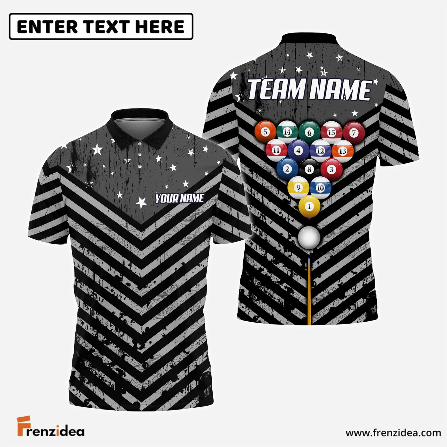 Frenzidea Billiards Precision Shot Personalized Name, Team Name Shirt