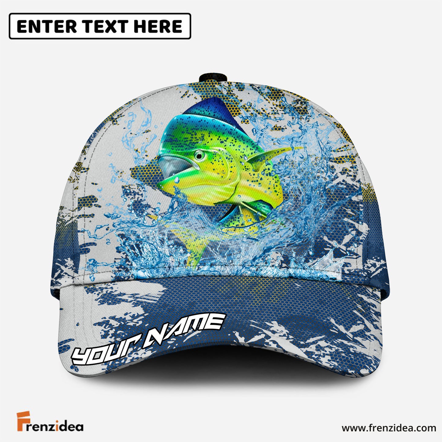 Frenzidea Mahi Mahi Fishing Hooked on Victory Personalized Cap