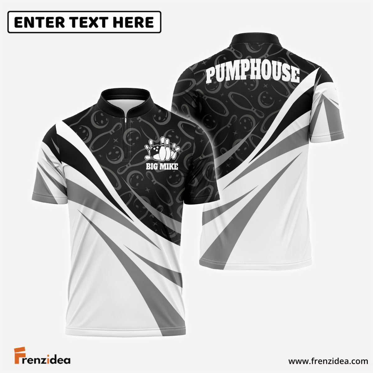 Frenzidea Bowling Ribbon White Pattern Customized Name, Team Name 3D Shirt