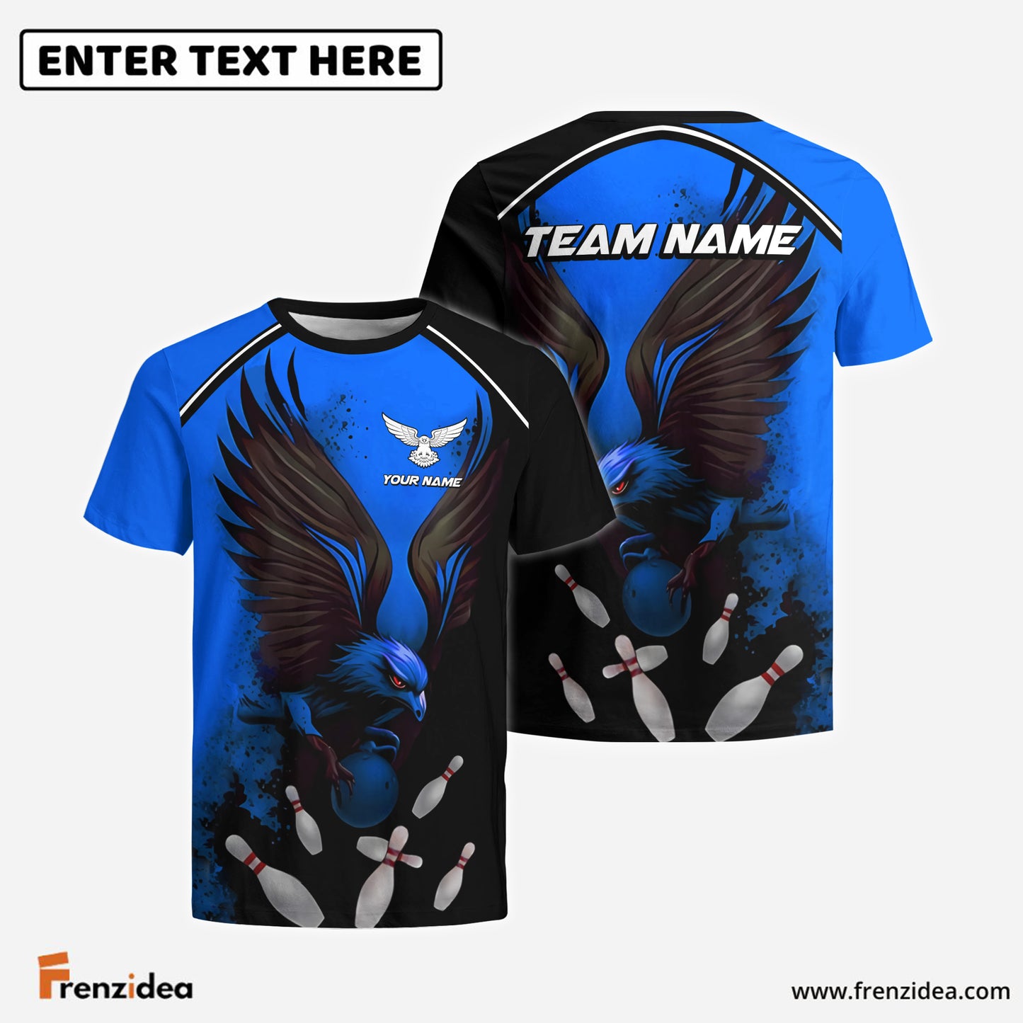 Frenzidea The Eagle and Bowling Personalized Name, Team Name 3D Shirt (4 Colors)
