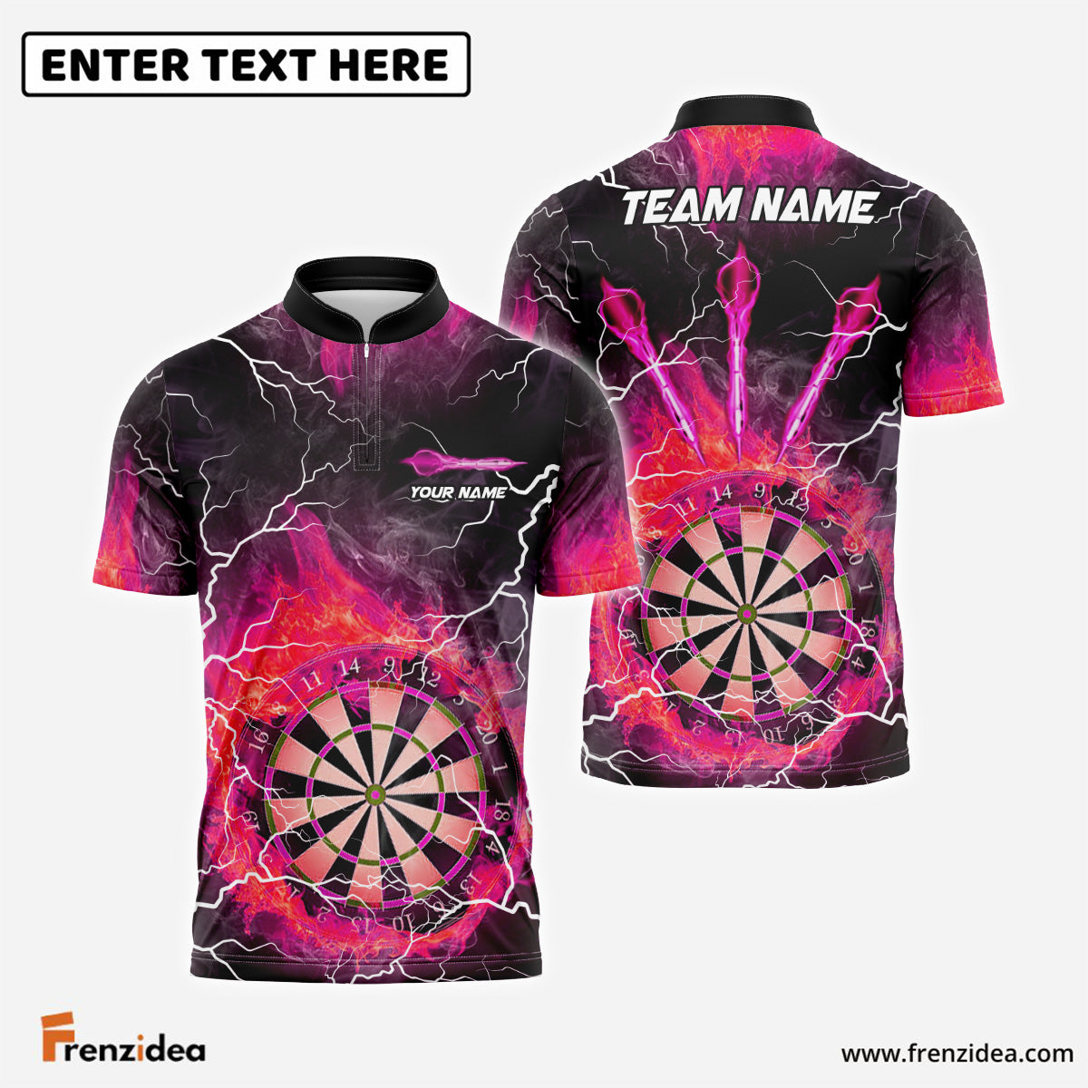 Frenzidea Darts Fire Colorful Rays Of Light Premium Personalized Name, Team Name 3D Shirt (6 Colors)