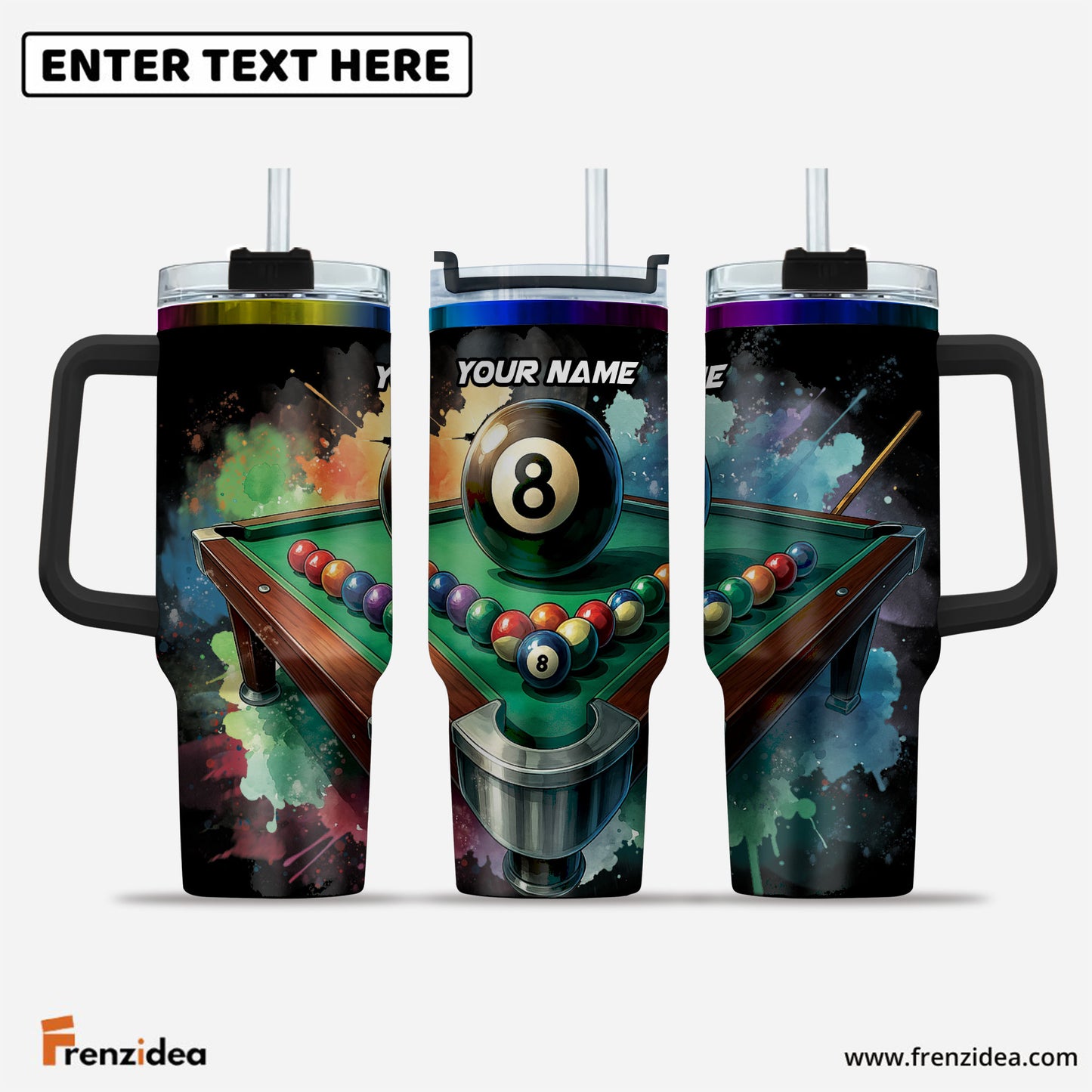 Frenzidea Billiards Pool 8 Tumblers (30oz)