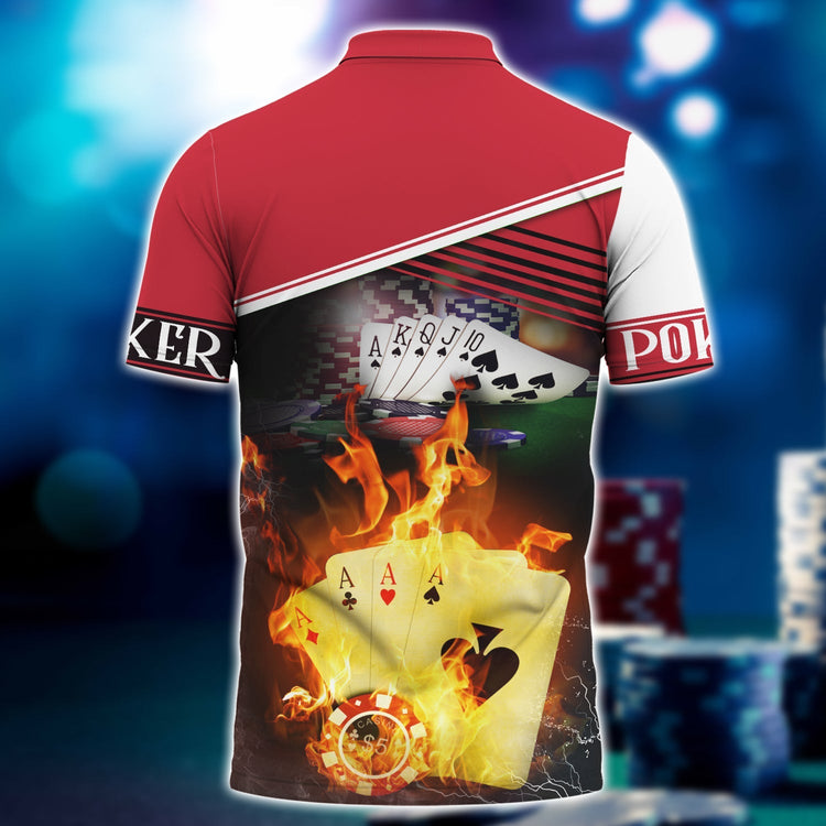 Frenzidea Love Poker Personalized Name 3D Polo Shirt
