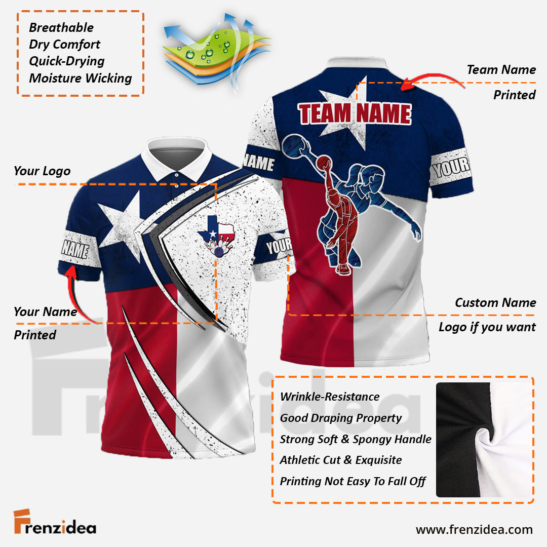 Frenzidea Bowling Texas Style Customized Name, Team Name 3D Shirt