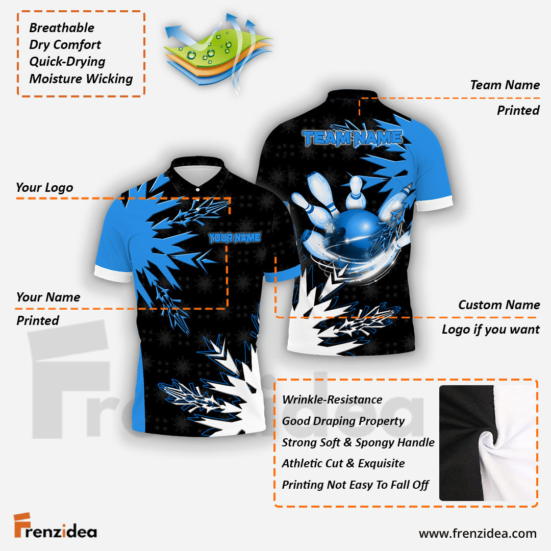 Frenzidea Bowling Rolling Impact Customized Name 3D Shirt (4 Colors)
