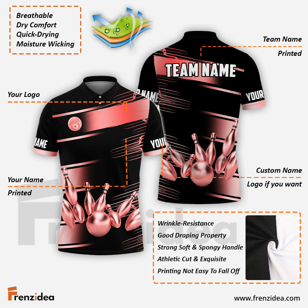 Frenzidea Bowling And Pins Golden Time Customized Name 3D Shirt (4 Colors)