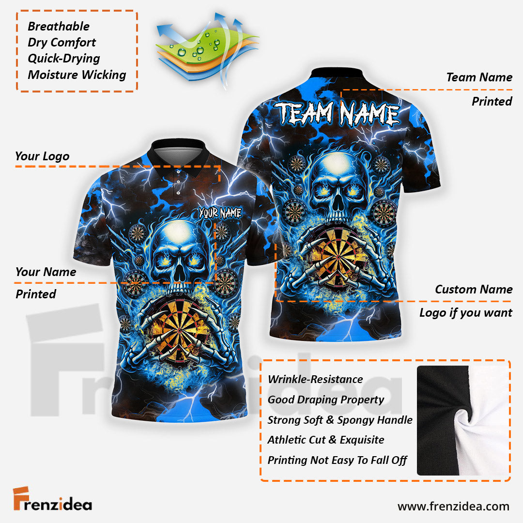 Frenzidea Darts Skull Thunder Personalized Name, Team Name 3D Shirt (4 Colors)