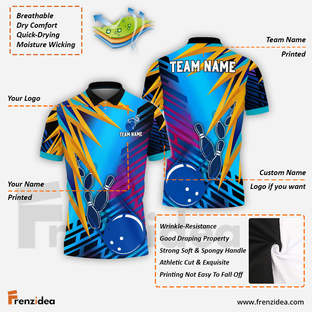 Frenzidea Bowling And Pins Ice Break Customized Name 3D Shirt