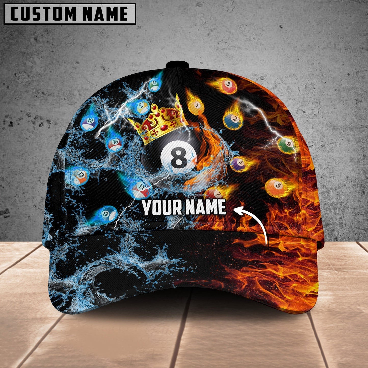 Frenzidea Billiard Lover Personalized Name 3D Over Printed Cap