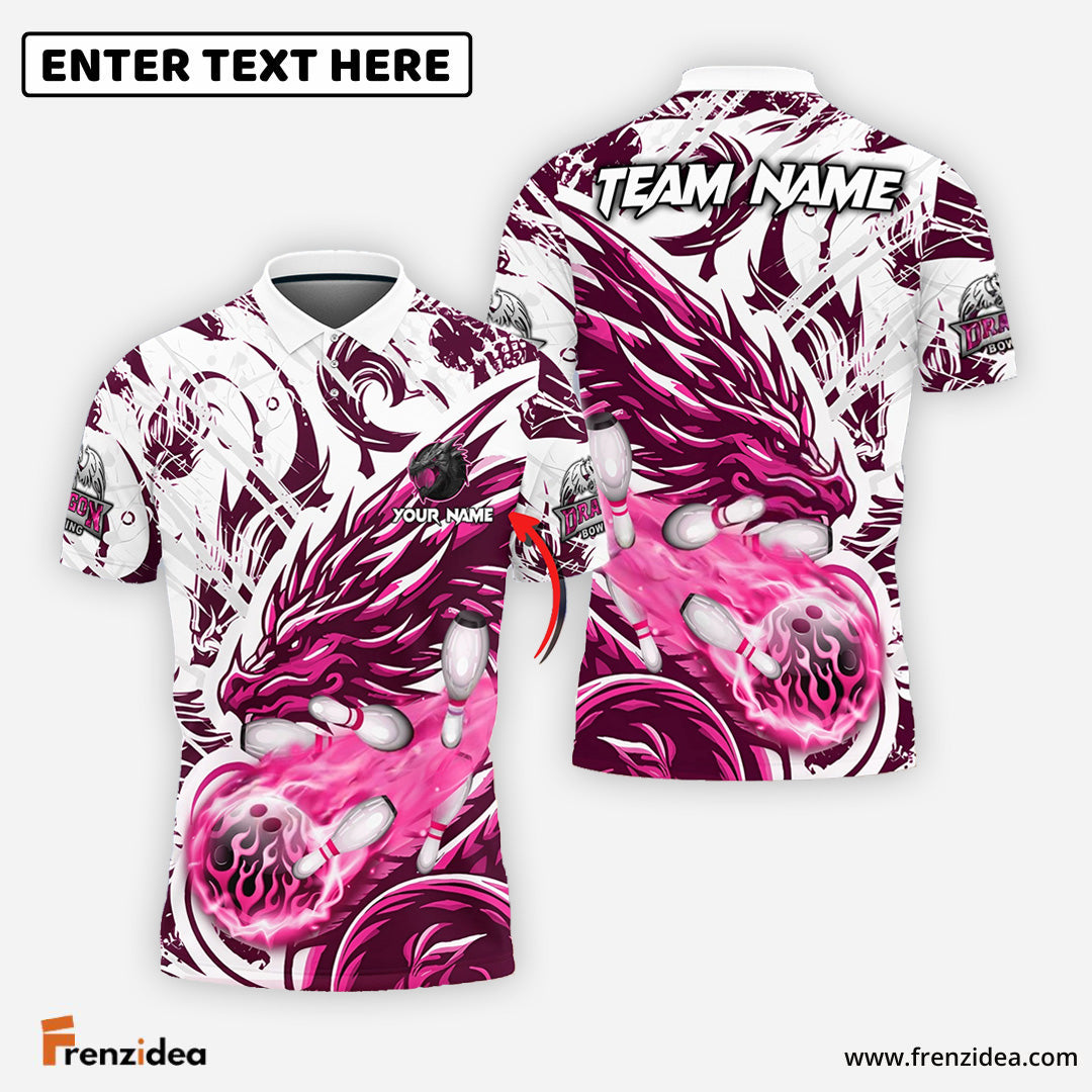 Frenzidea Bowling And Pins Blasting Dragon Customized Name 3D Shirt ( 6 Colors)