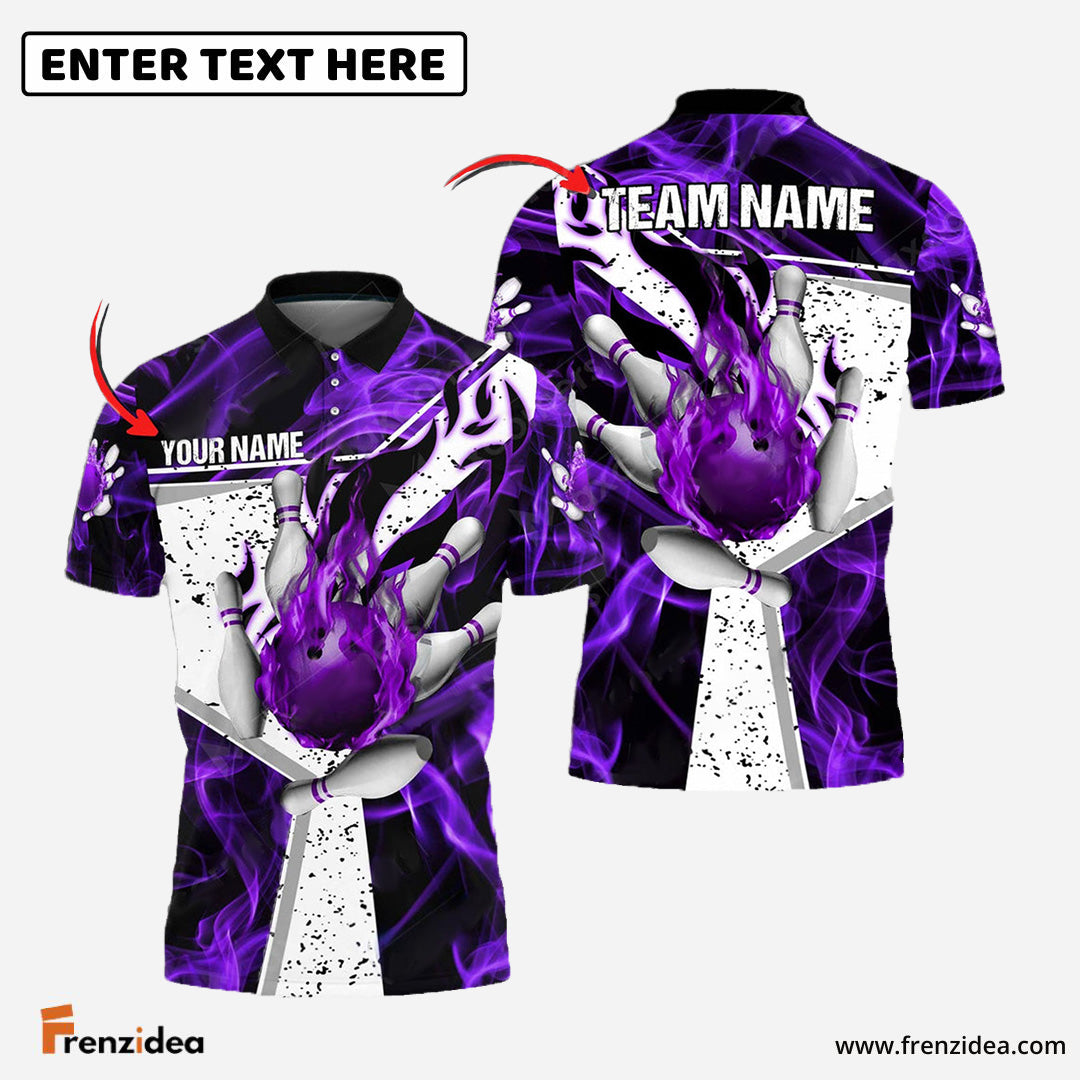 Frenzidea Bowling And Pins Fire Destroys Darkness Customized Name 3D Shirt ( 5 Colors)