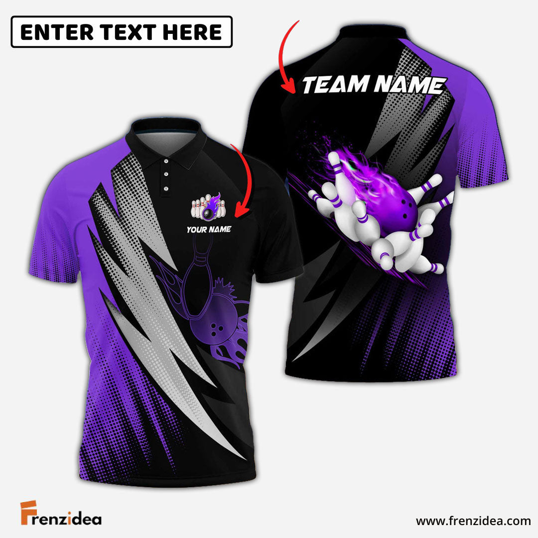 Frenzidea Thunder Polka Dot Motifs Bowling Personalized Name, Team Name 3D Shirt (4 Colors)