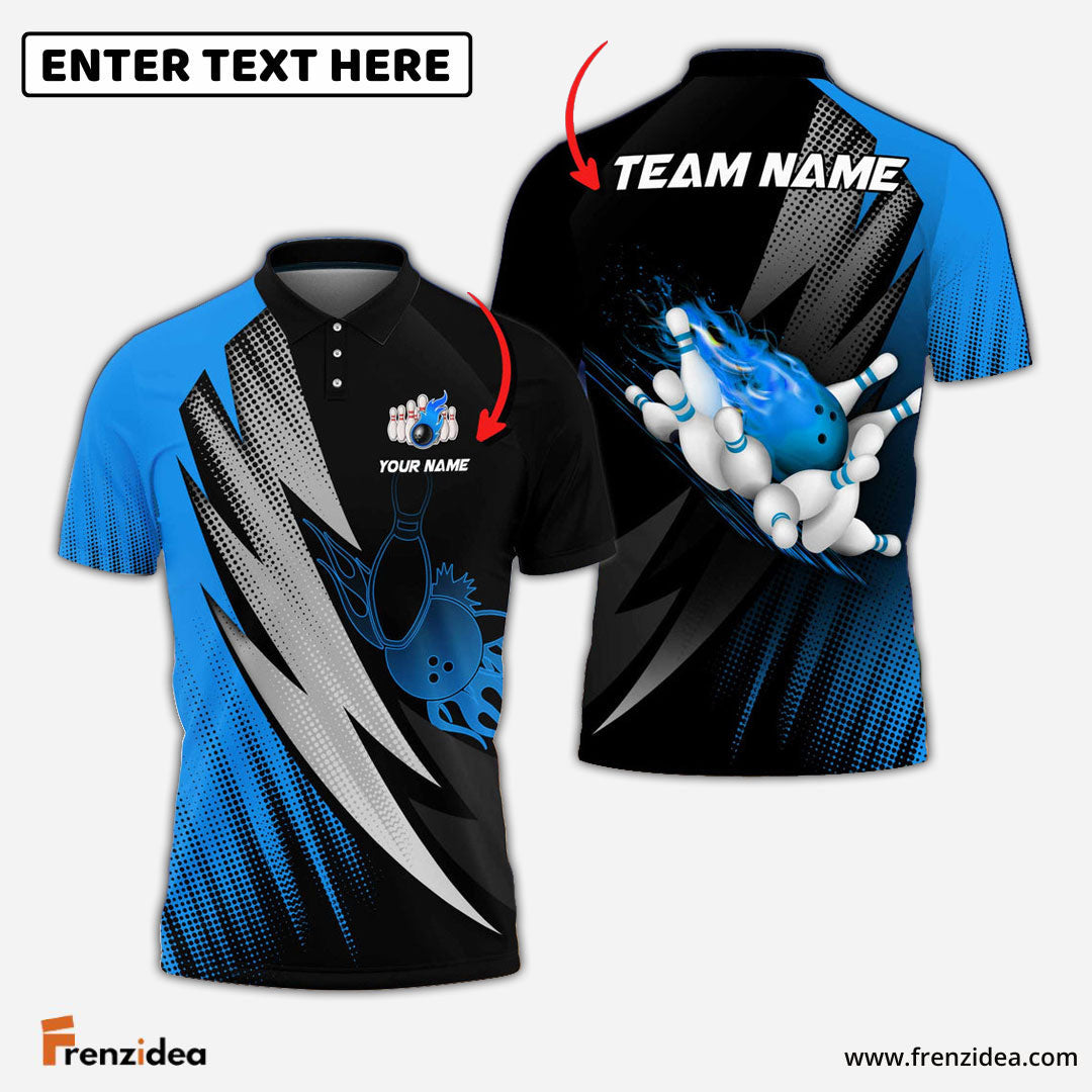 Frenzidea Thunder Polka Dot Motifs Bowling Personalized Name, Team Name 3D Shirt (4 Colors)