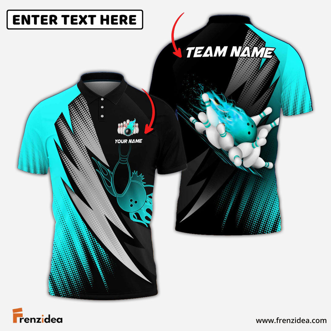 Frenzidea Thunder Polka Dot Motifs Bowling Personalized Name, Team Name 3D Shirt (4 Colors)