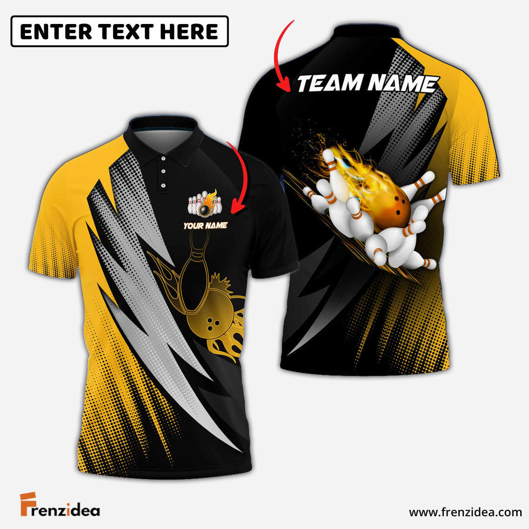 Frenzidea Thunder Polka Dot Motifs Bowling Personalized Name, Team Name 3D Shirt (4 Colors)