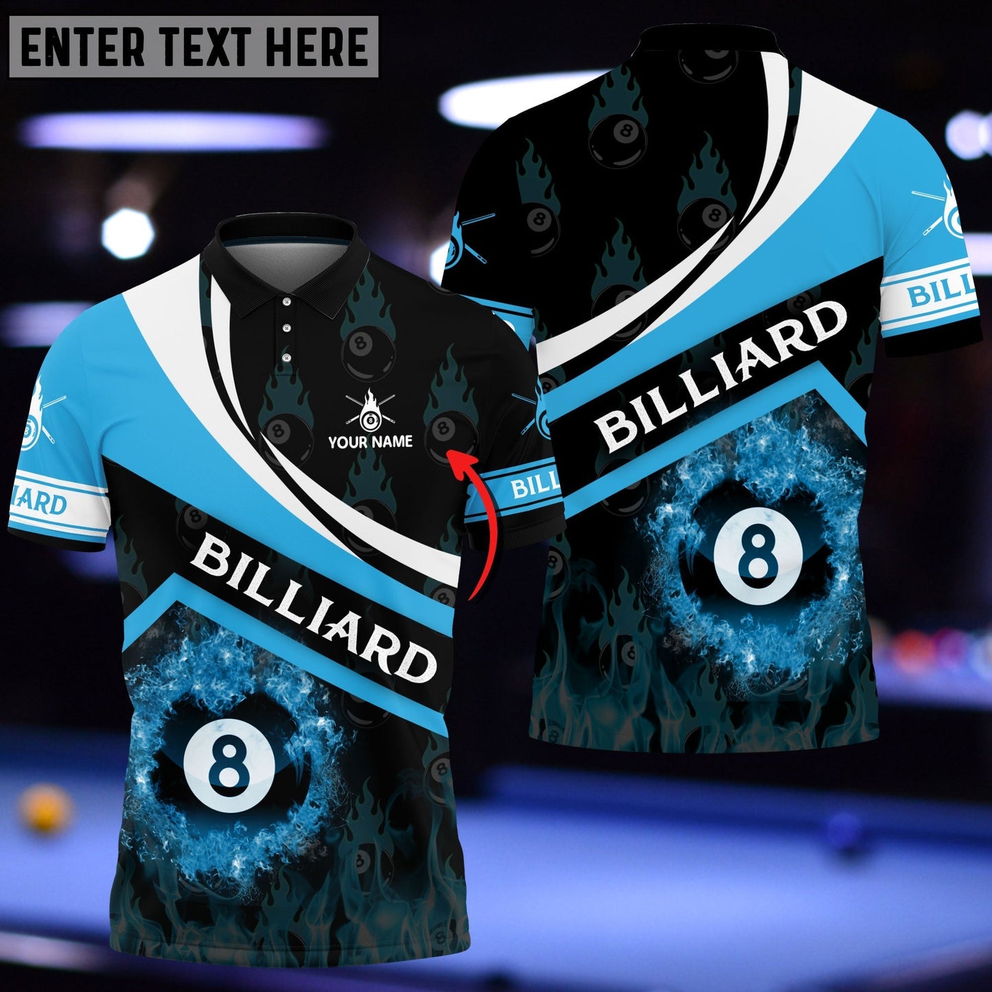 Frenzidea Blue Fire With Ball 8 Billiard Personalized Unisex Shirt