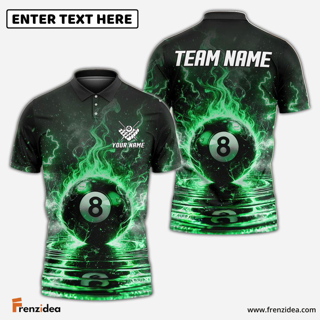Frenzidea Billiards Ball 8 Pool Thunder Lightning Personalized Name, Team Name Unisex Shirt (4 Colors)