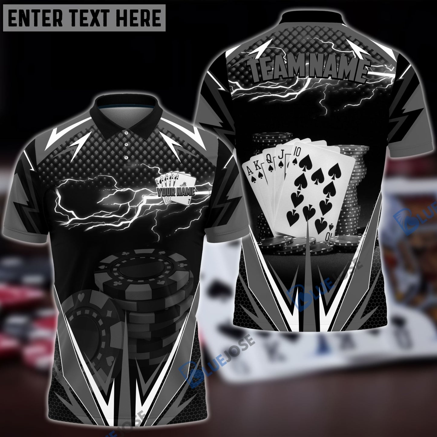 Frenzidea Poker Black Fire Personalized Name, Team Name Unisex Shirt
