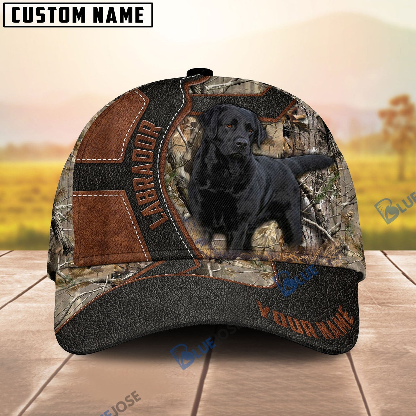 Frenzidea Labrador Leather Pattern Personalized Cap