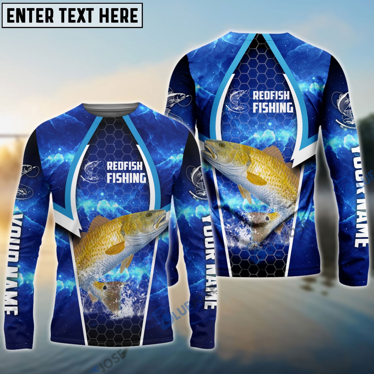 Frenzidea Redfish Fishing Blue Galaxy Custom Long Sleeves
