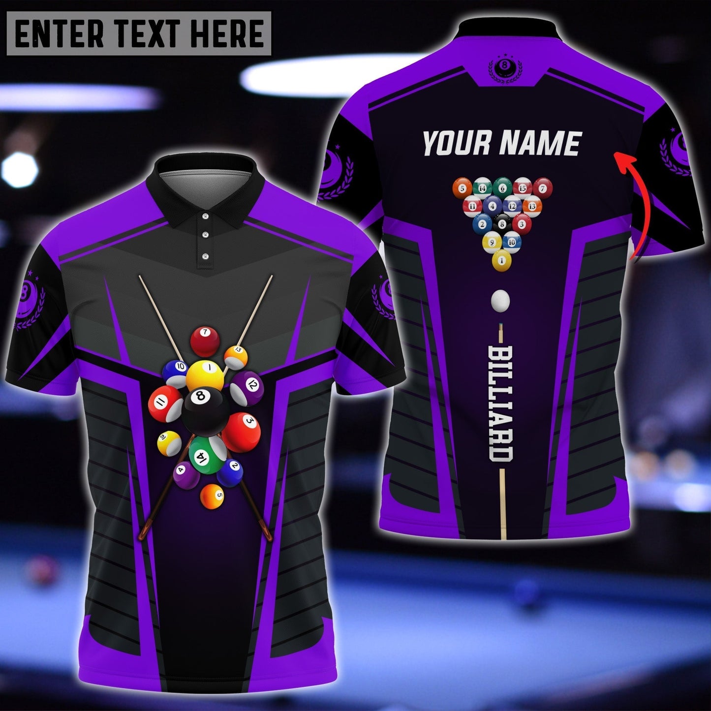 Frenzidea Billiard Personalized Name Unisex Polo Shirt