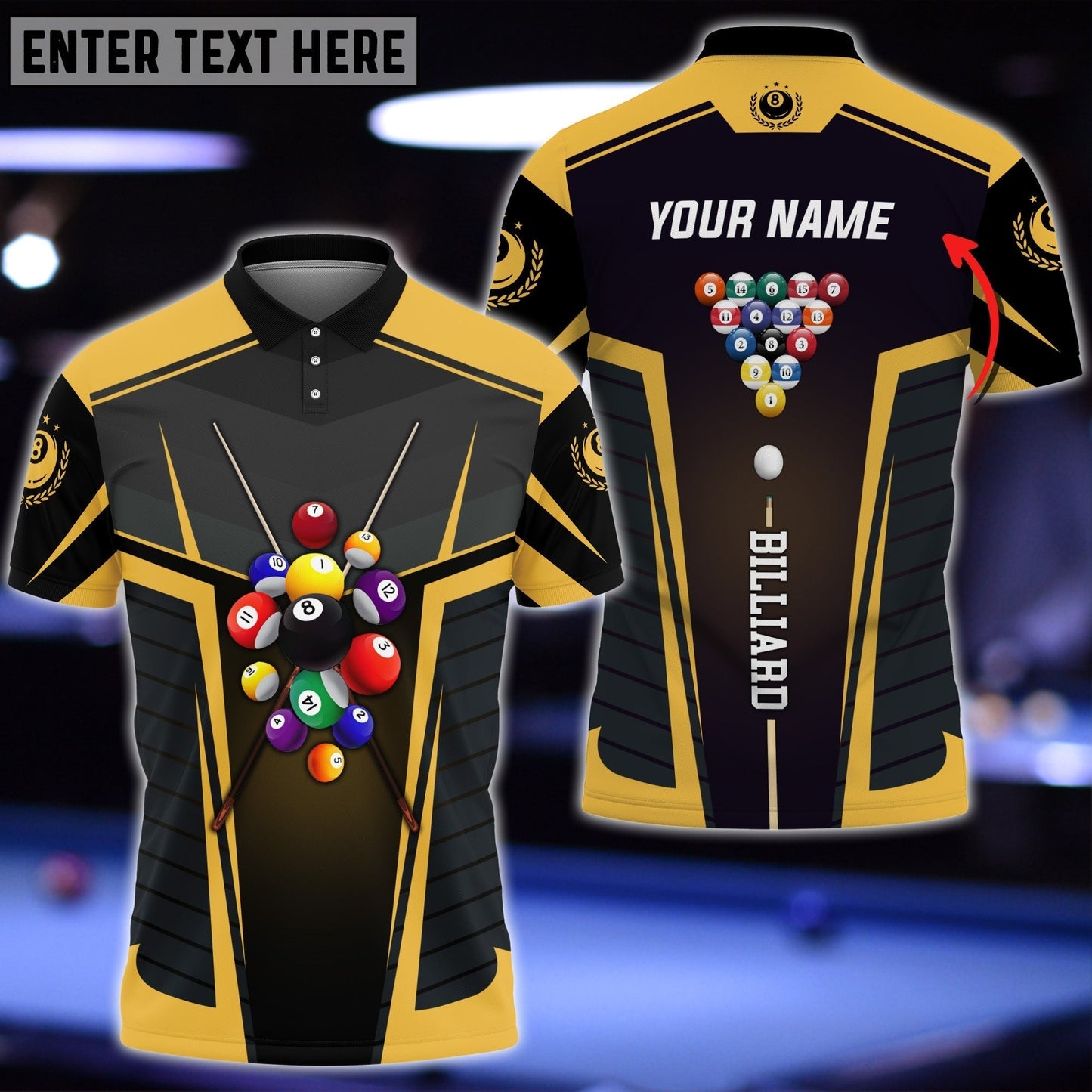 Frenzidea Billiard Personalized Name Unisex Polo Shirt
