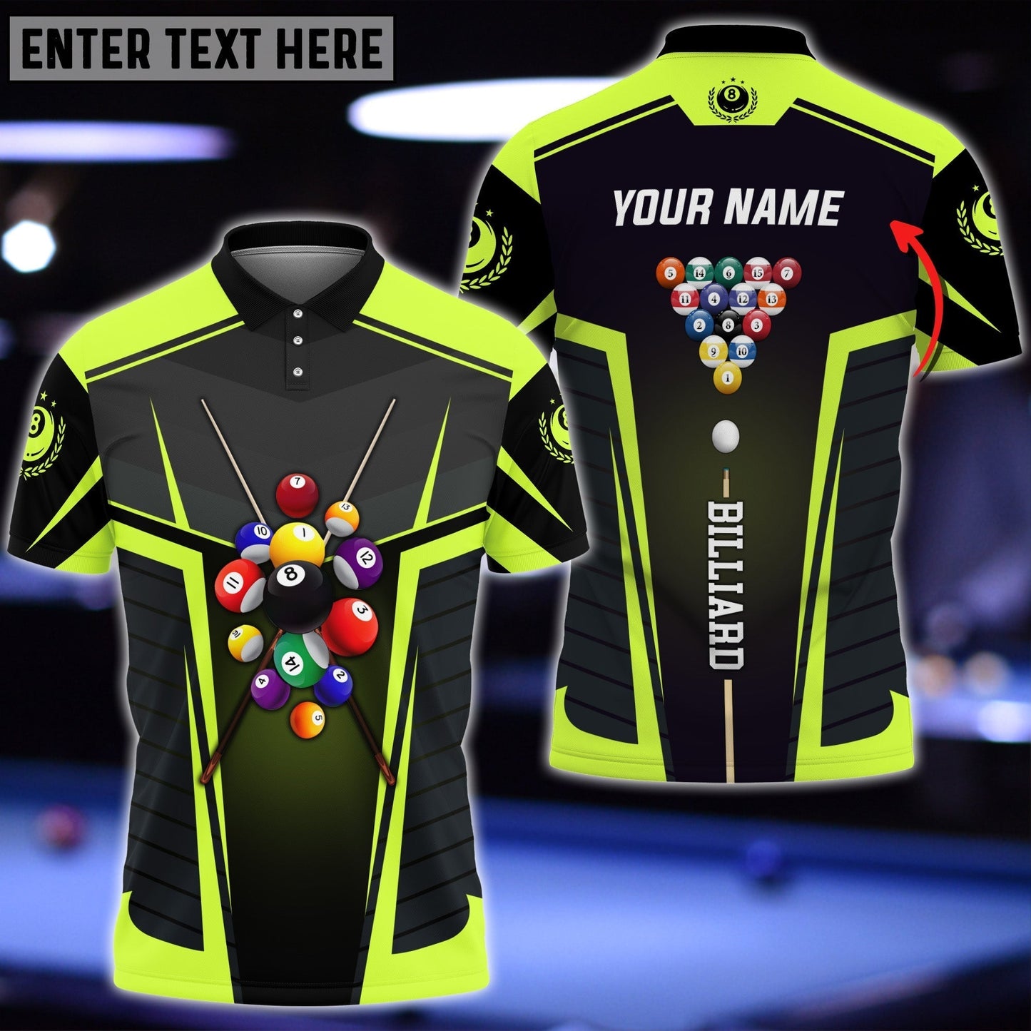 Frenzidea Billiard Personalized Name Unisex Polo Shirt