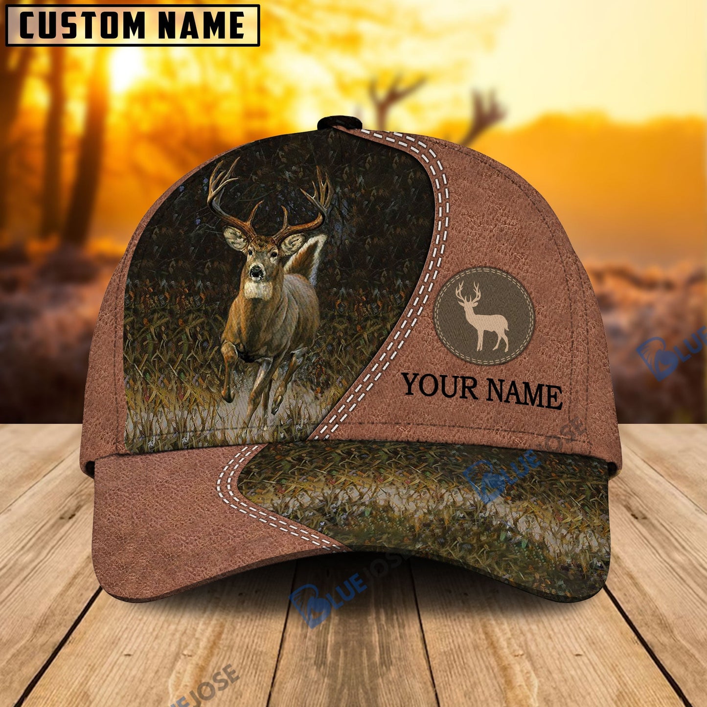 Frenzidea Deer Wild Leather Pattern Personalized Cap