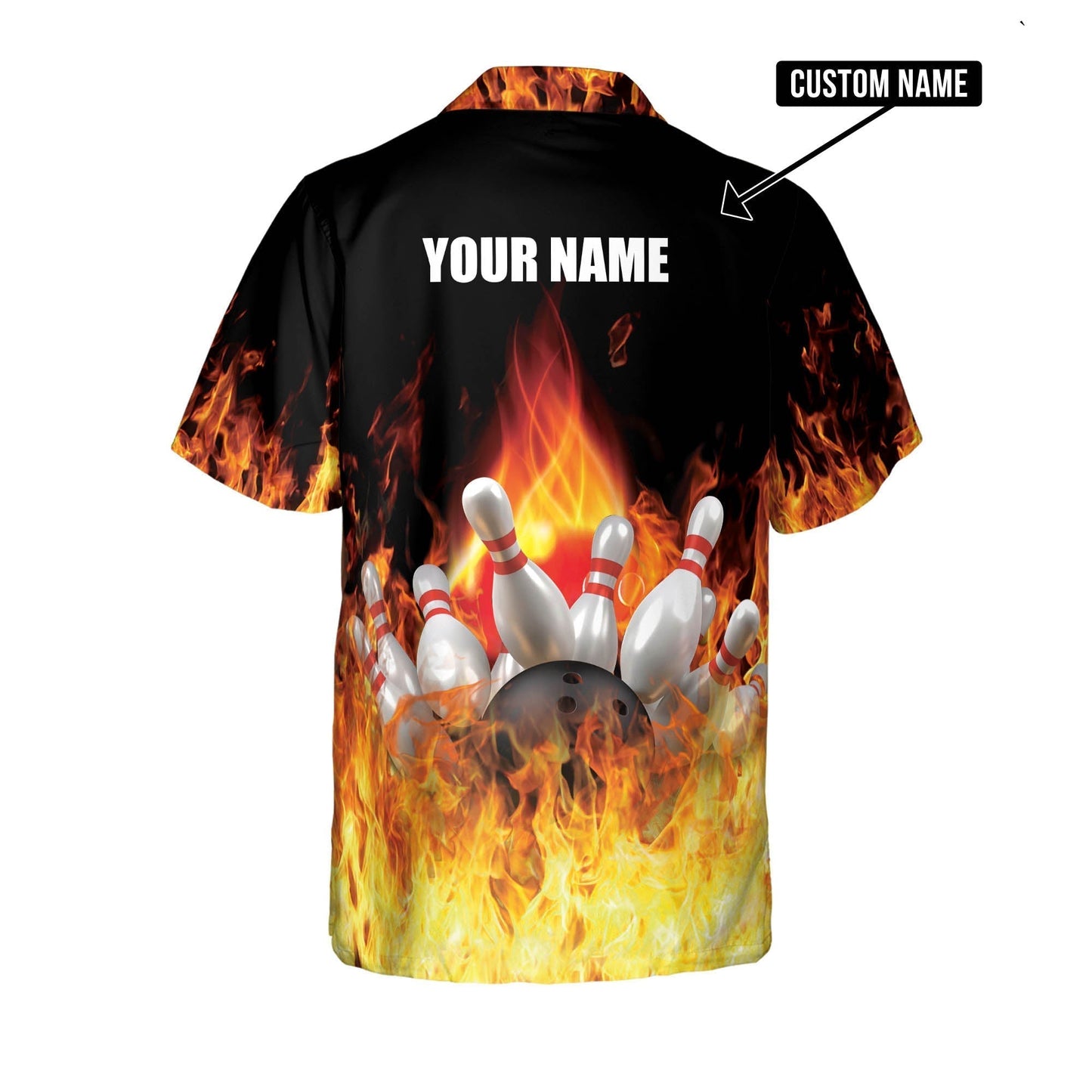 Frenzidea Bowling Flame Personalized Name Hawaiian Shirt