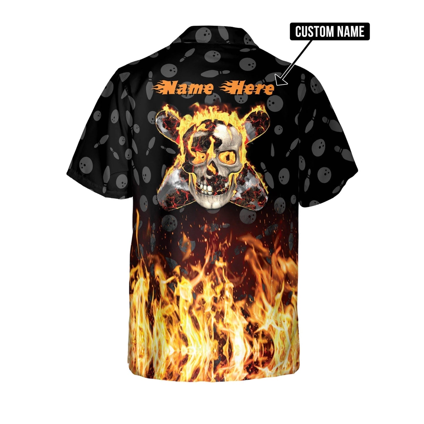 Frenzidea Flame Skull Personalized Name Hawaiian Shirt