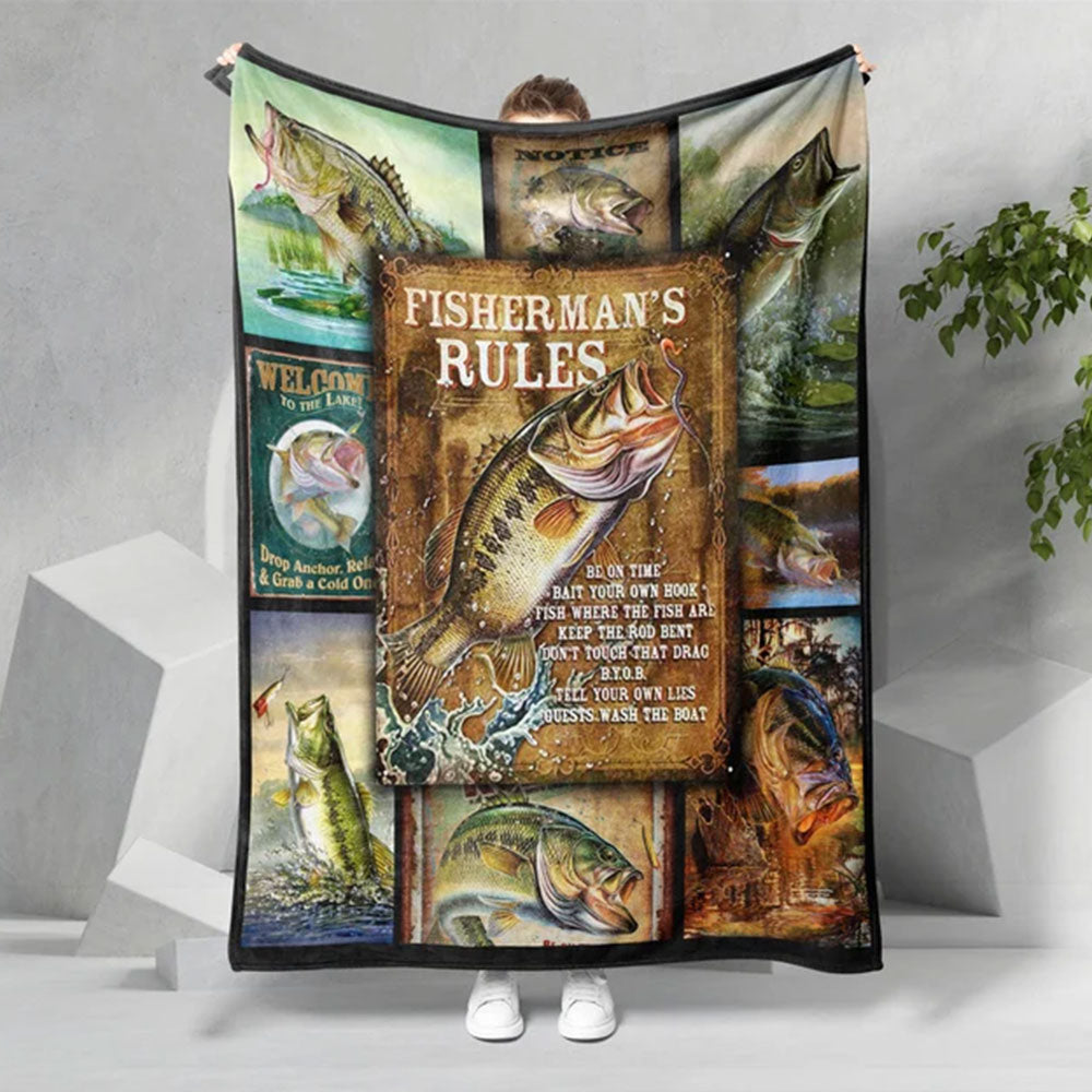 Frenzidea Fisherman's Rules Fishing Blanket
