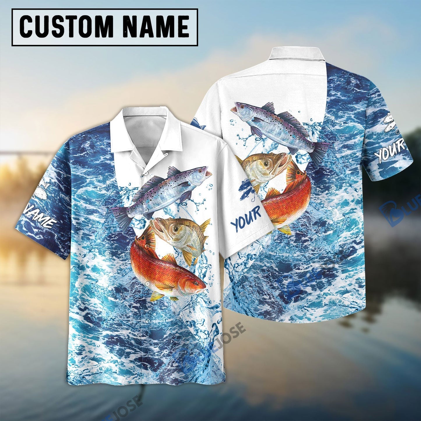 Frenzidea Inshore Slam Redfish, Trout, Snook Customize Name 3D Shirt