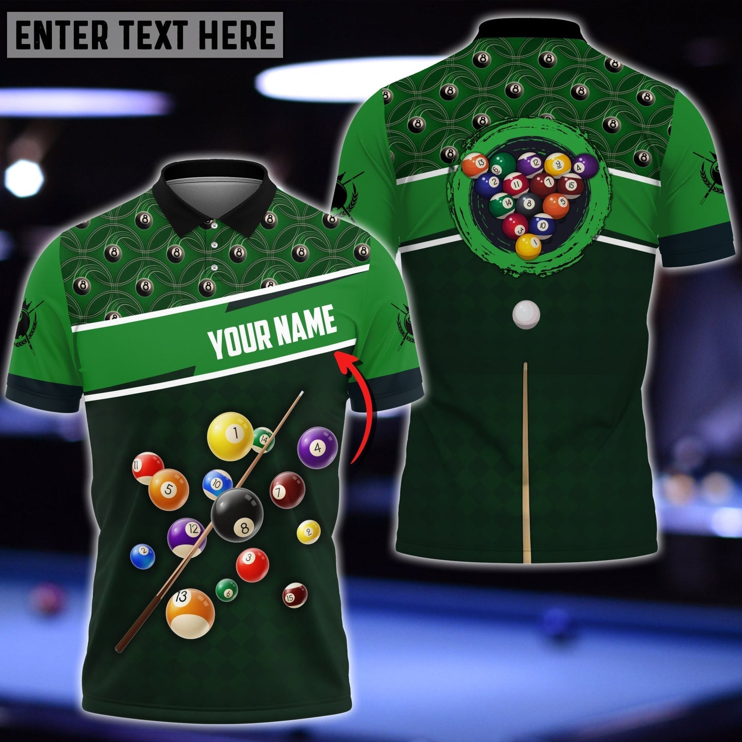 Frenzidea Personalized Name Billiard Ball Polo Shirt