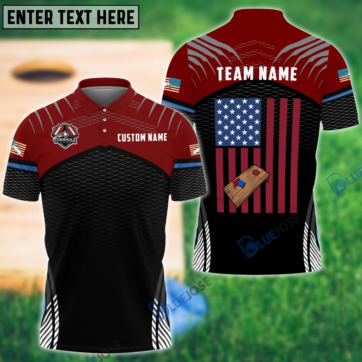 Frenzidea Cornhole Sport America Personalized Name, Team Name Shirt ( 4 Colors )