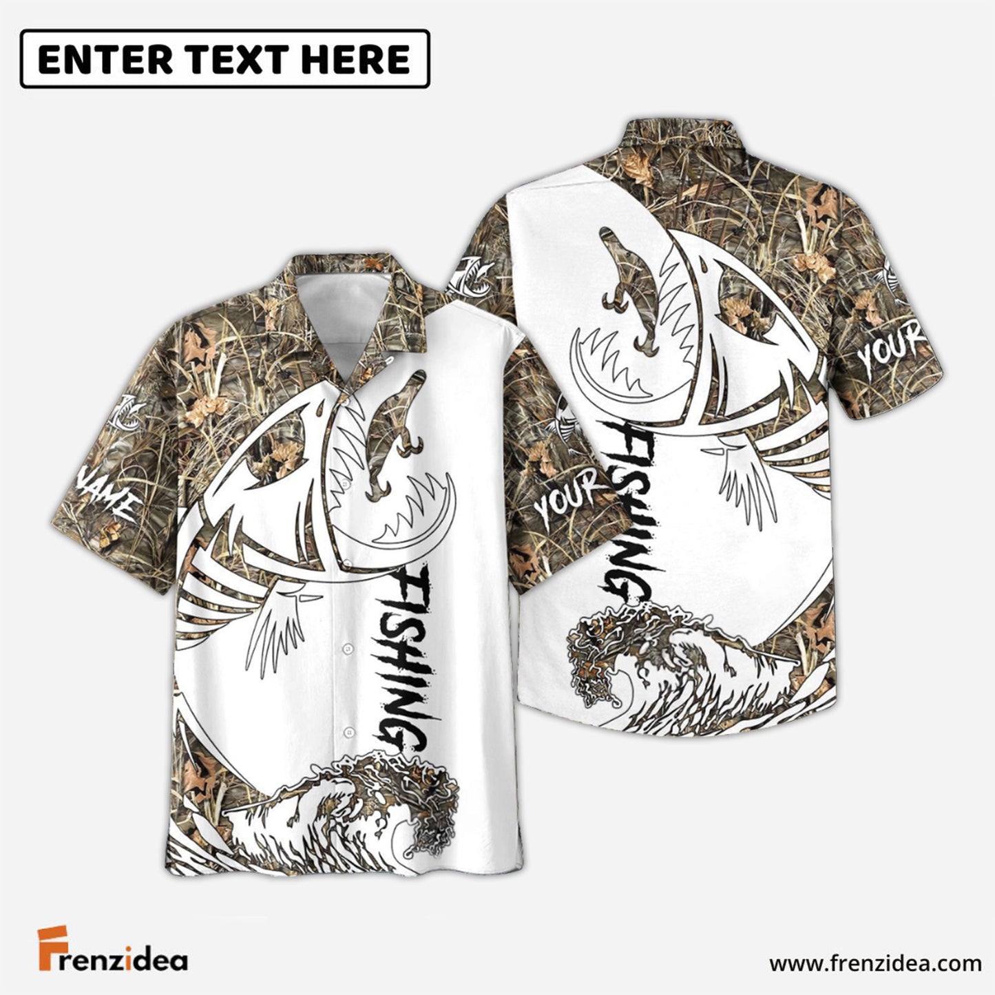 Frenzidea Fish Reaper Fishing Camouflage Shirts Custom Name 3D Shirt