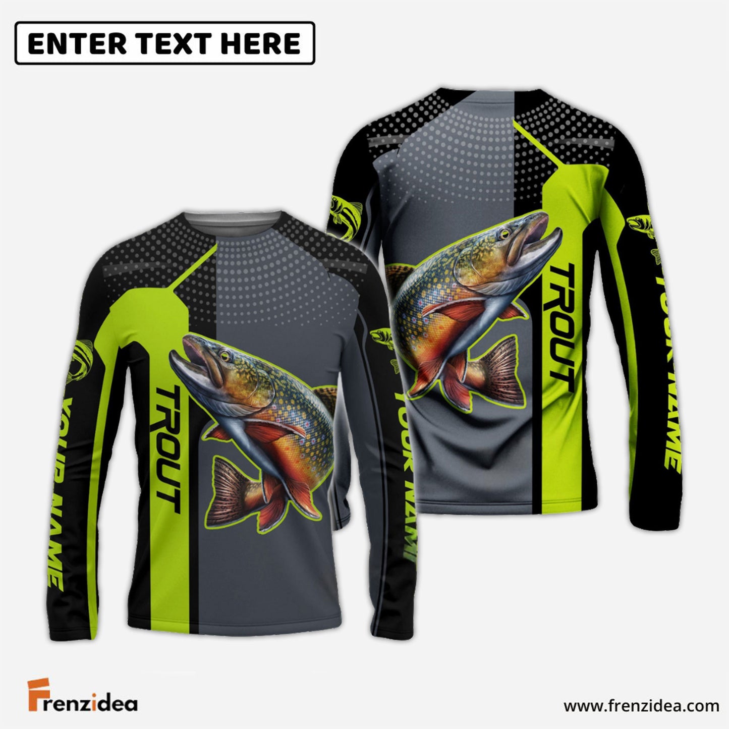 Frenzidea Personalized Trout Fishing Green Line Sport Jersey Fishing Shirts
