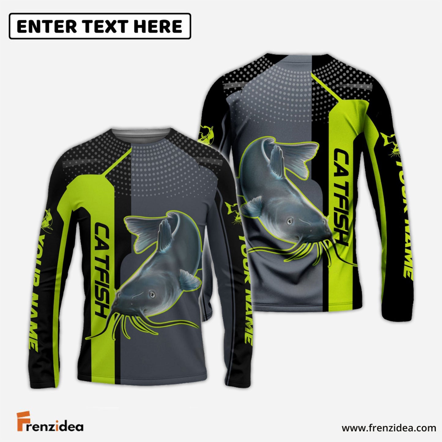 Frenzidea Personalized Catfish Fishing Green Line Sport Jersey Fishing Shirts