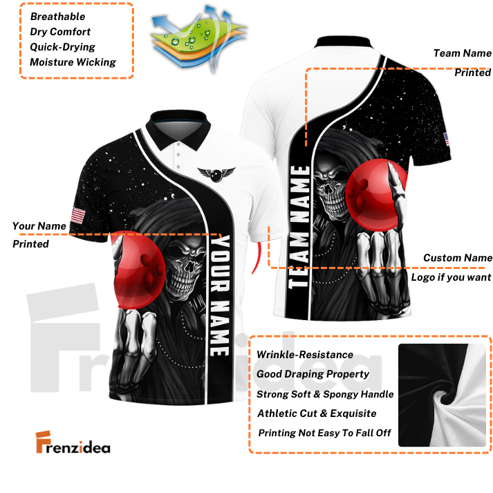 Frenzidea Bowling And Reaper Customized Name 3D Shirt