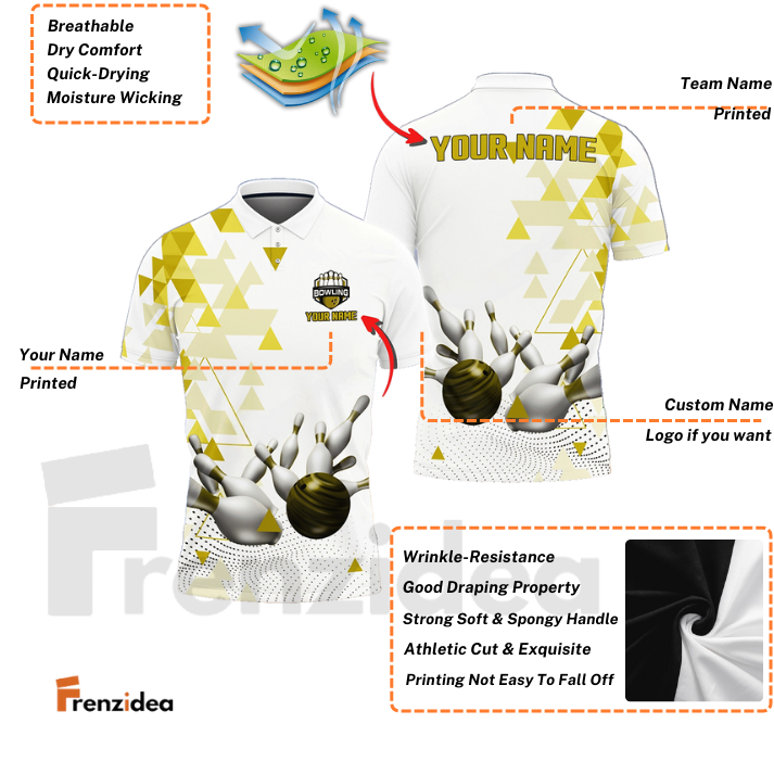 Frenzidea Bowling And Pins Rising Level Up Strike Pattern Customized Name 3D Shirt (4 Colors)