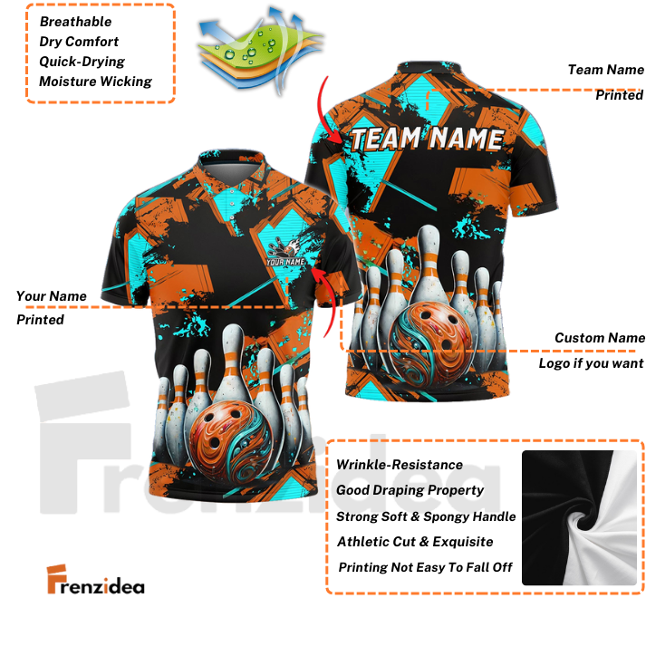 Frenzidea Bowling And Pins Two World Collapse Customized Name 3D Shirt (4 Colors)