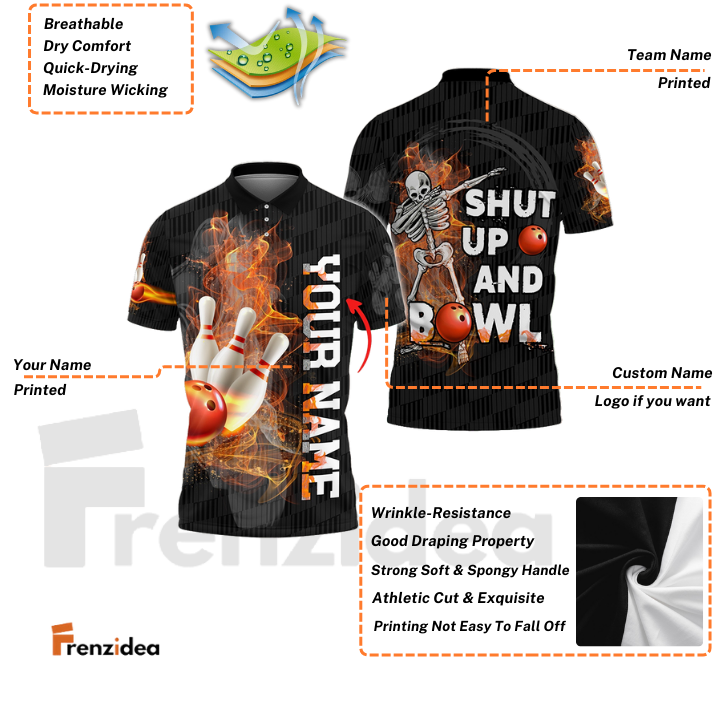 Frenzidea Shut Up And Bowl Funny Bowling Personalized 3D Shirt