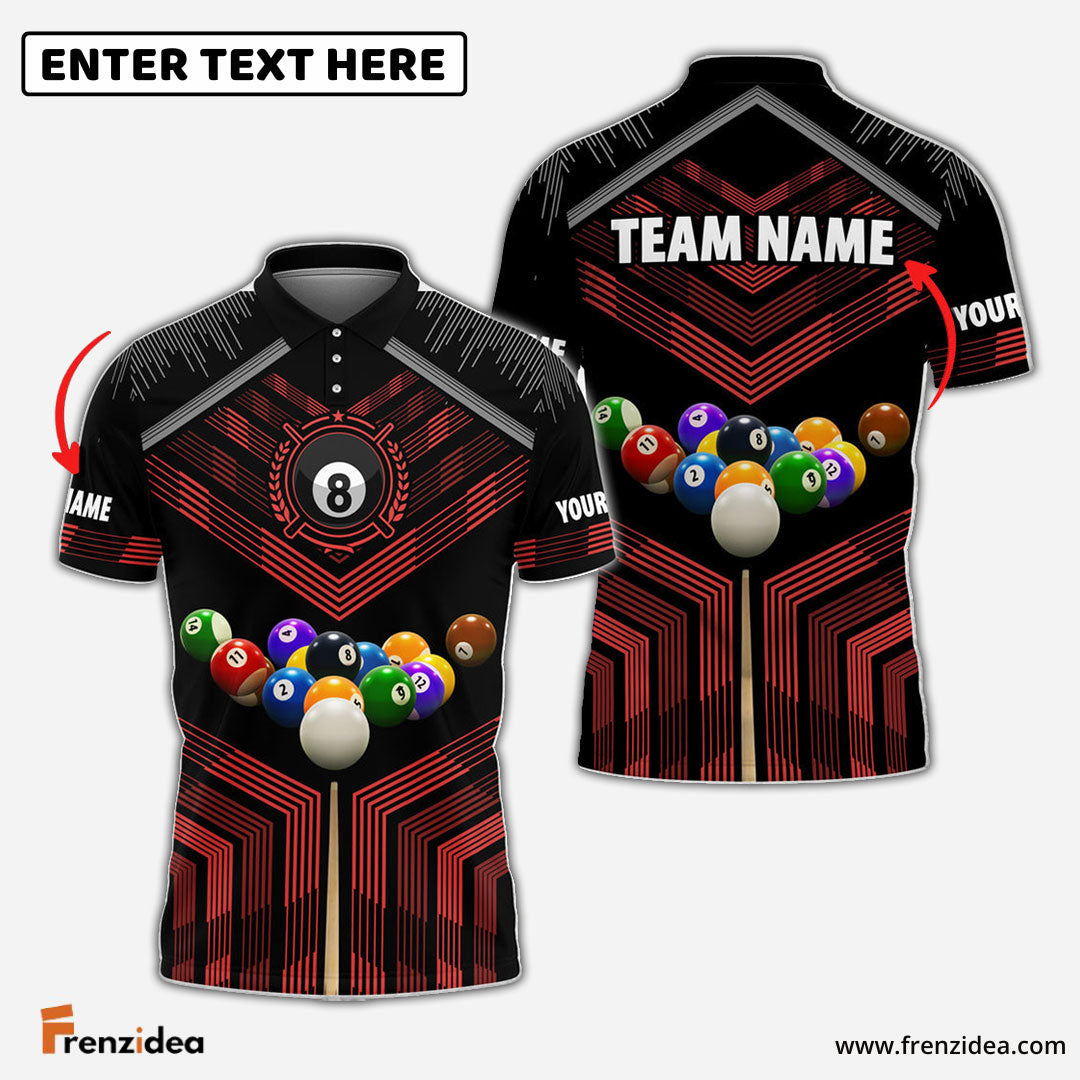 Frenzidea Billiards Colourful Personalized Name & Team Name Polo Shirt (8 Colors)
