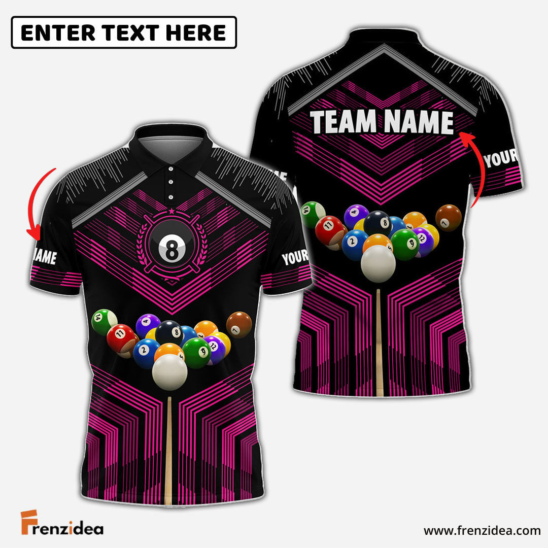 Frenzidea Billiards Colourful Personalized Name & Team Name Polo Shirt (8 Colors)