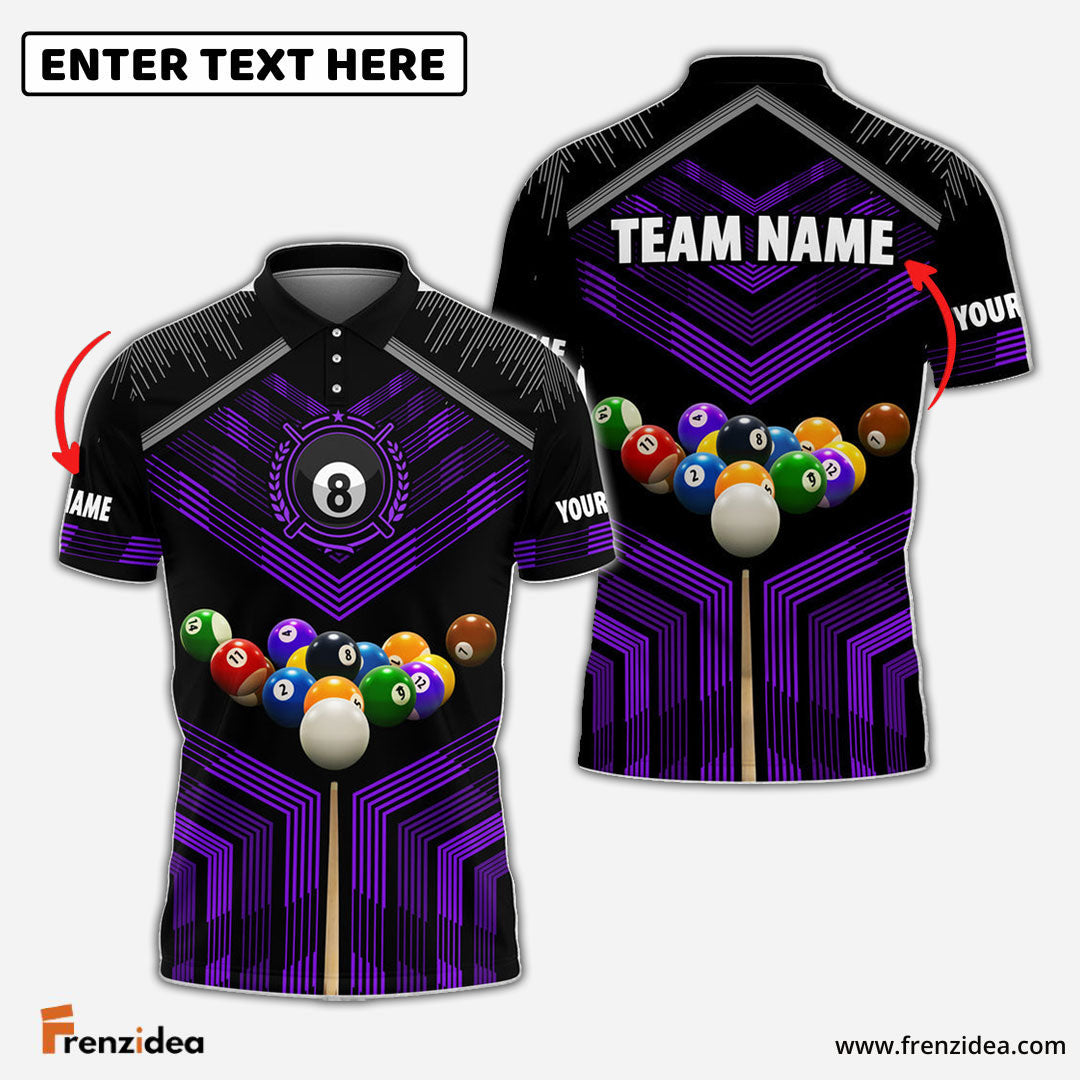 Frenzidea Billiards Colourful Personalized Name & Team Name Polo Shirt (8 Colors)