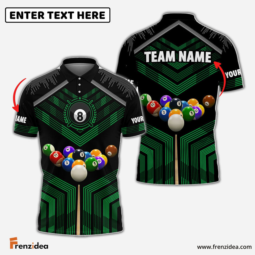 Frenzidea Billiards Colourful Personalized Name & Team Name Polo Shirt (8 Colors)